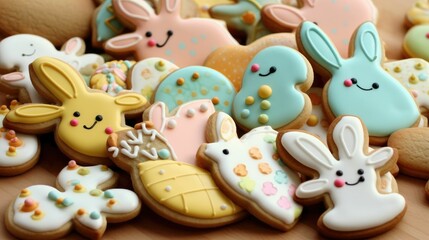 Fototapeta na wymiar Adorable and sweet Easter cookies wallpaper