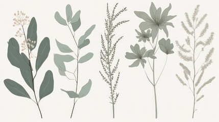 Simple botanical plant in minimalist style