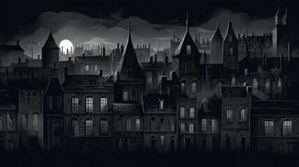 Fototapeta premium A dark and gothic monochromatic cityscape