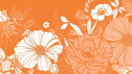 Fototapeta na wymiar One-color flower illustration in orange