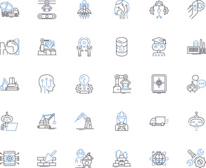 Economy line icons collection. Inflation, Deflation, Growth, Recession, Depression, Employment, Unemployment vector and linear illustration. Investments,Resources,Markets outline signs set