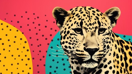 Naklejka premium Minimalist wallpaper with bold colors and dotted patterns