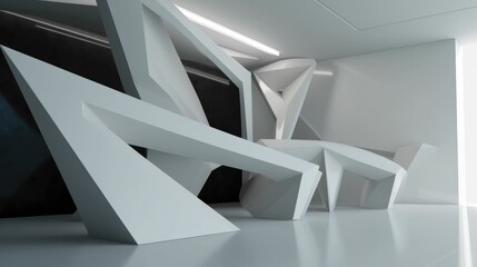 Futuristic minimalist angular forms wallpaper