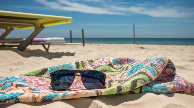 Beach volleyball flip flops beach towel