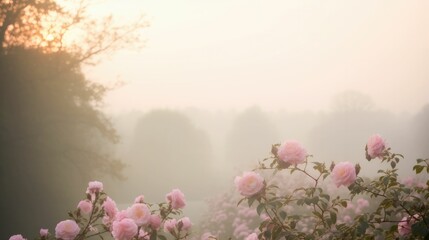 Soft pastel pinks and hazy fog