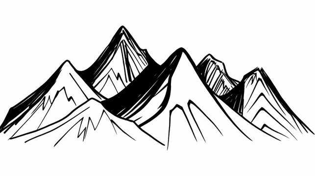 Simplistic drawing of mountains with boat