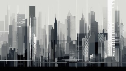 Modern abstract cityscape with straight edges
