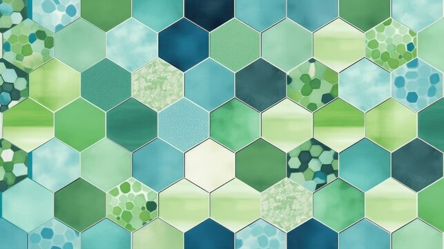 Cool blue and refreshing green geometric wallpaper