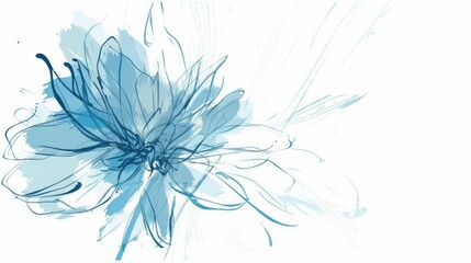 Simple abstract blue flower sketch