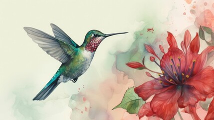 Nature-inspired art of hummingbird and flower pairings