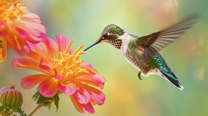Fototapeta na wymiar Hummingbird and Flower pairings Nature-inspired Art