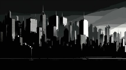 Monochromatic Illustration of City Shadows