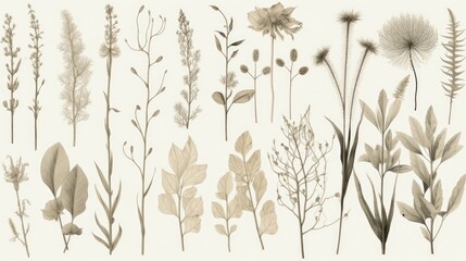 Simple botany illustration of a muted plant