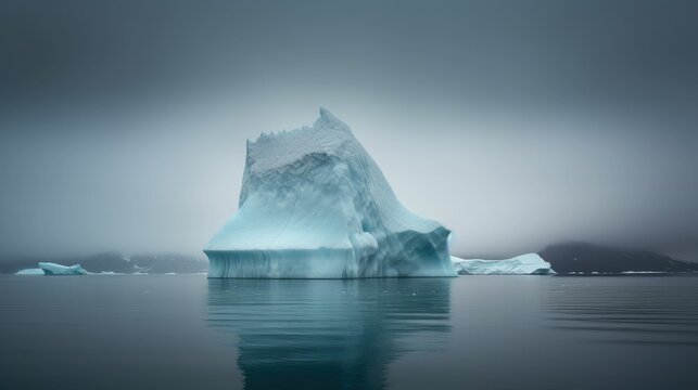 Minimalistic wallpaper of an iceberg in blue tones
