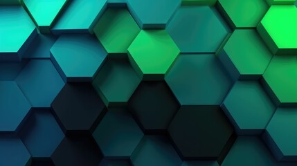 Fototapeta premium Geometric pattern of blue and green hexagons
