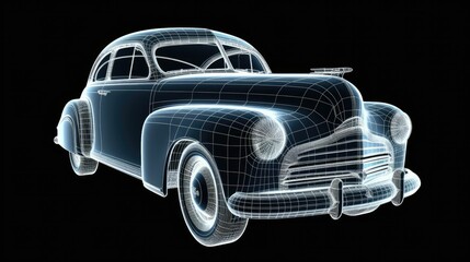Obraz na płótnie Canvas Classic car with highlighted contours