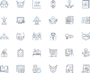 Digital science line icons collection. Technological, Electronic, Virtual, Quantum, Computational, Data-driven, Cybernetic vector and linear illustration. Innovation,Automation,Animation outline signs