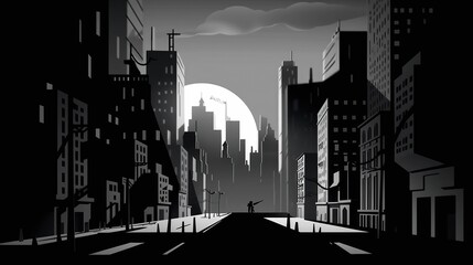 The Shadow City - a monochromatic illustration