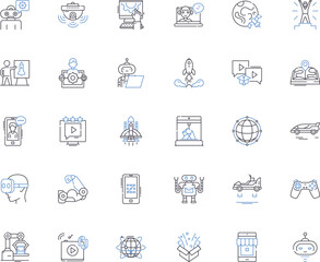 Innovative science line icons collection. Foresight, Invention, Piering, Unique, Originality, Forward-thinking, Trailblazing vector and linear illustration. Revolutionary,Ingenious,Breakthrough