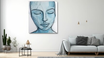Portrait of a person with blue tones and subtle lines