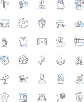Games line icons collection. Strategy, Adventure, Action, Puzzle, Sports, Multiplayer, Simulation vector and linear illustration. Role-playing,Fantasy,Arcade outline signs set