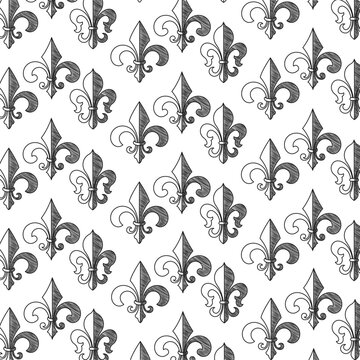 Seamless pattern background with lys flower symbols Vector