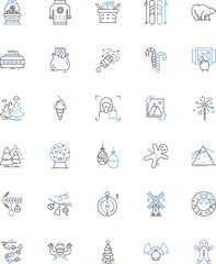 Sleet line icons collection. Ice, Frozen, Winter, Hail, Rain, Cold, Snow vector and linear illustration. Blizzard,Frost,Slippery outline signs set