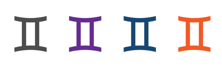  Gemini zodiac vector signs set. Astrology symbol vector illustrations