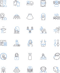 Women's enterprises line icons collection. Empowerment, Entrepreneurship, Leadership, Diversity, Sustainability, Innovation, Creativity vector and linear illustration. Opportunity,Flexibility