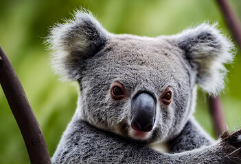 koala bear sitting on eucalyptus tree in Australia, generative AI