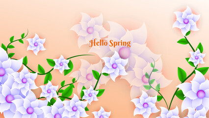 Gradient spring floral background vector design