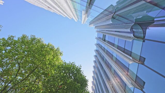 Modern eco city with green trees