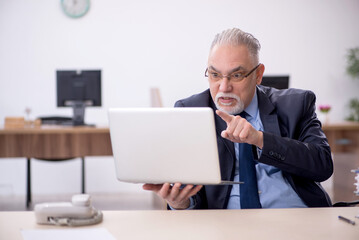 Old male employee working in the office