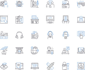 Self-enterpreneur line icons collection. Passion, Innovation, Resilience, Dedication, Creativity, Ambition, Empowerment vector and linear illustration. Risk-taking,Hustle,Self-motivation outline signs