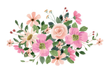 pink peach watercolor floral arrangement