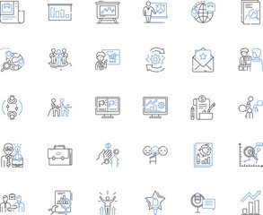 Commercial progress line icons collection. Innovation, Growth, Development, Expansion, Advancement, Breakthrough, Success vector and linear illustration. Prosperity,Efficiency,Improvement outline