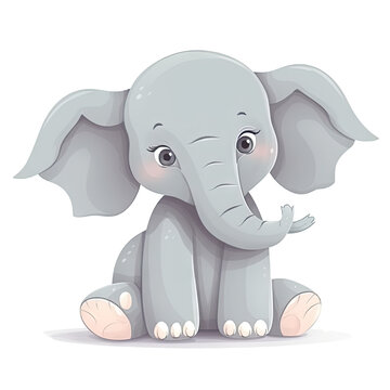 Elephant isolated on white background. Transparent use for T shirt screen, fabric , print, cover, banner and invitation. 