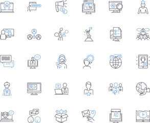 Report line icons collection. Analysis, Overview, Findings, Summary, Results, Insight, Presentation vector and linear illustration. Documentation,Observations,Highlights outline signs set