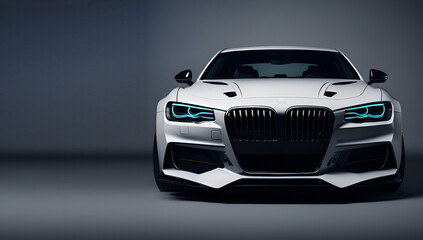 wallpaper of a luxurious super car, front view with copy space