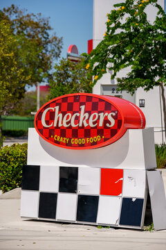 Checkers Fast Food Street Sign In Little Haiti Miami