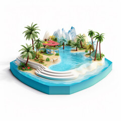 Obraz na płótnie Canvas tropical island with palm trees isolated on white background, generative ai