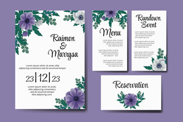 Wedding Invitation Purple Flower Digital Watercolor