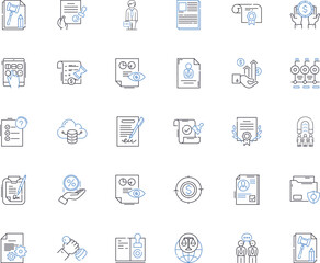 Legal Practitir line icons collection. Advocate, Barrister, Counsel, Jurist, Attorney, Solicitor, Lawyer vector and linear illustration. Litigator,Juror,Advisor outline signs set