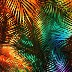 Fototapeta premium Nature tropical leaves pattern design line, arts. Hand drawn outline design for fabric , print, cover, banner and invitation . Generative ai.