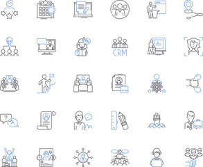 Worker system line icons collection. Labor, Employment, Workforce, Staffing, Job, Occupation, Workload vector and linear illustration. Task,Shift,Career outline signs set