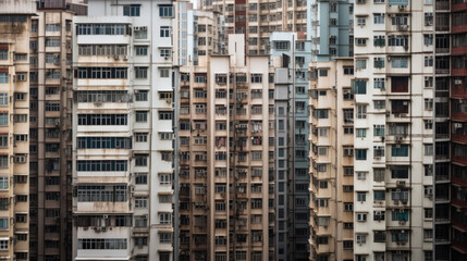 Fototapeta premium urban big city with big houses. panel building. Generative AI