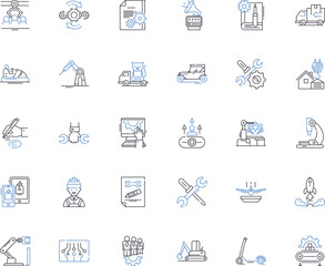 Kinetics line icons collection. Movement, Speed, Dynamics, Reaction, Acceleration, Force, Momentum vector and linear illustration. Flow,Motion,Energy outline signs set