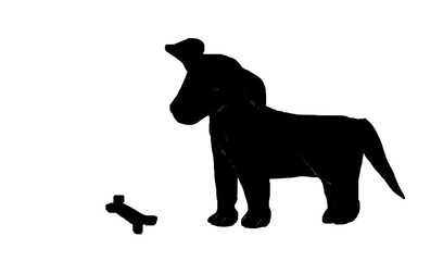 silhouette of a dog  with a bone