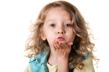 Close-up of little cute girl with curly hair