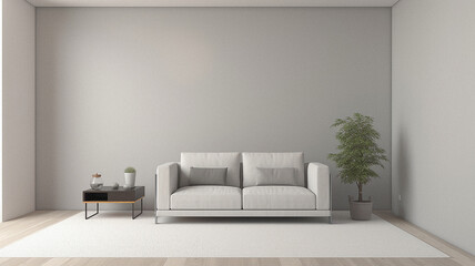 Simple Modern Interior, Realistic Render, Empty Wall, Clean Room